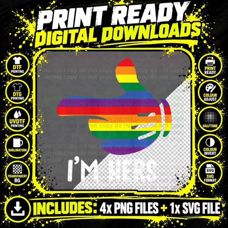 I'm Hers Rainbow Lesbian Couple Funny LGBT Pride Png SVG Digital Bundle