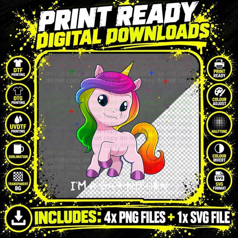 I'm a Gay-Nicorn Gay Unicorn Gaycorn Pride Flag LGBT Png SVG Digital Bundle