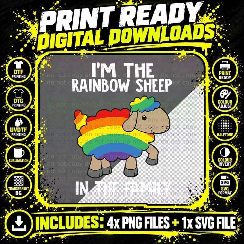I'm the Rainbow Sheep in the Family Lgbtq Pride T-Shirt Png SVG Digital Bundle