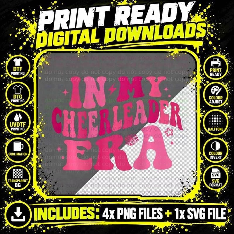 In My Cheer Leader Era (2 Side), Cheerleader Throwback Png SVG Digital Bundle
