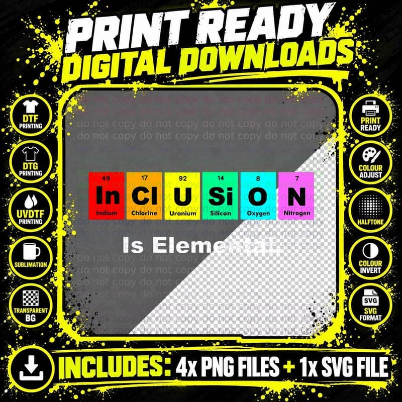 Inclusion Is Elemental LGBT Flag Gay Pride Chemical Png SVG Digital Bundle