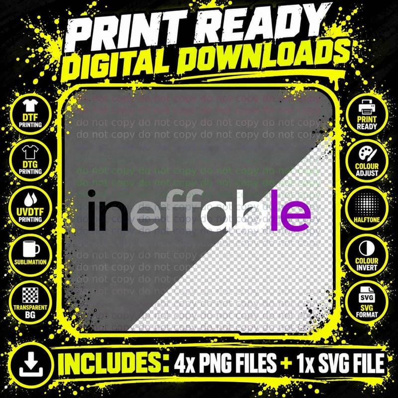 Ineffable. Funny Asexual Pride, LGBTQ Ace Png SVG Digital Bundle