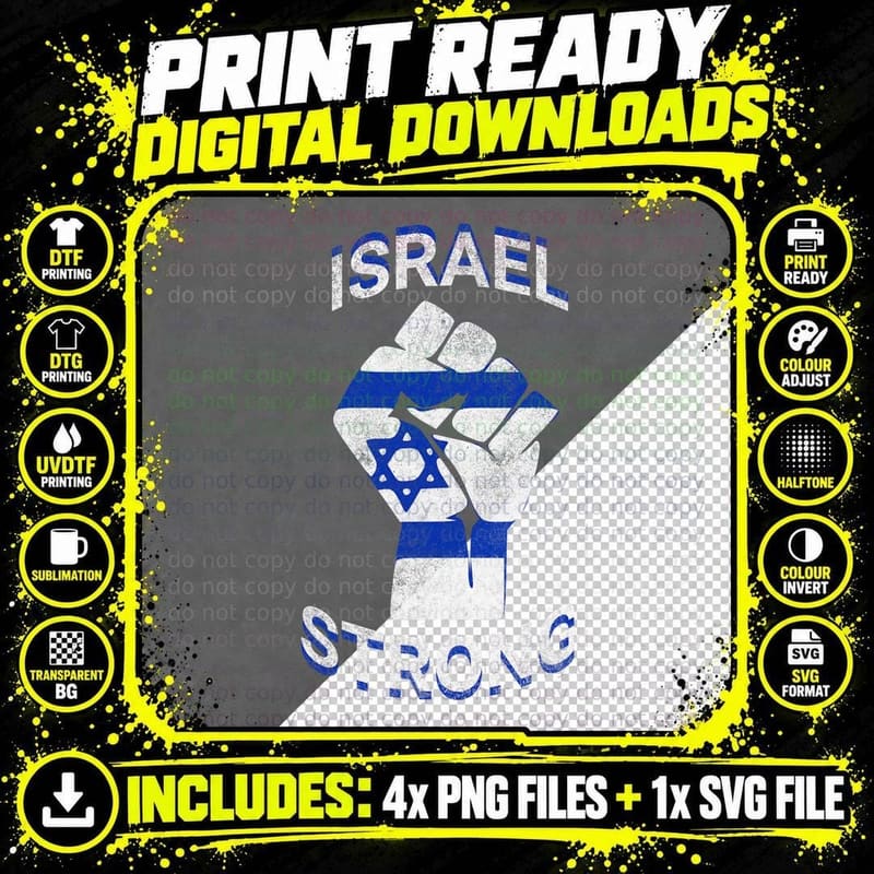 Israel Strong Support Stand with Israel Love Jewish Png SVG Digital Bundle
