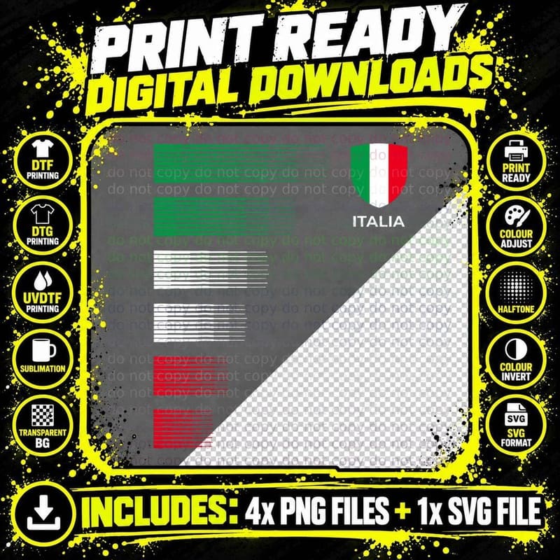 Italia Italy Flag Emblem - Italian Pride Ancestry Png SVG Digital Bundle