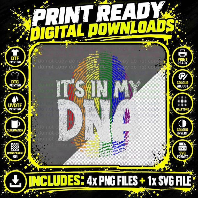 Its in My DNA Rainbow Flag Fingerprint Gay Pride Month Png SVG Digital Bundle