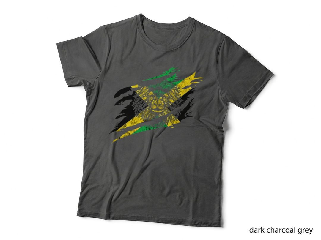 Jamaica Flag Head Jamaican Pride Heroic Lion Roots T-Shirt