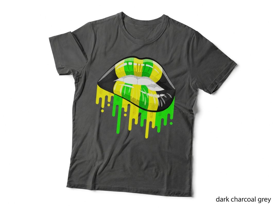 Jamaica Sexy Lips Black Green and Gold Jamaic, Black Pride T-Shirt
