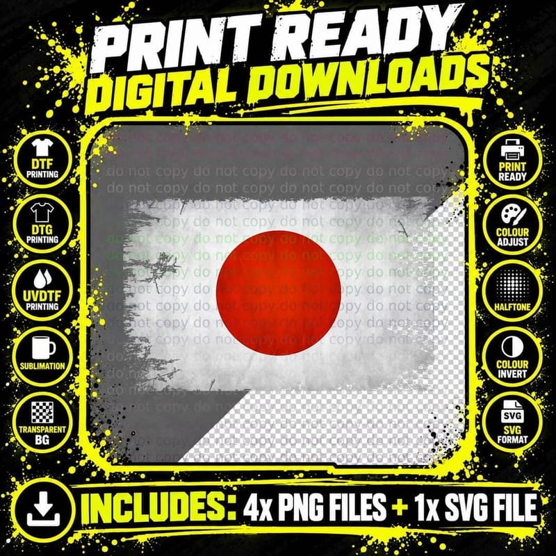Japan Flag Japanese Pride Asian-American T-Shirt Png SVG Digital Bundle