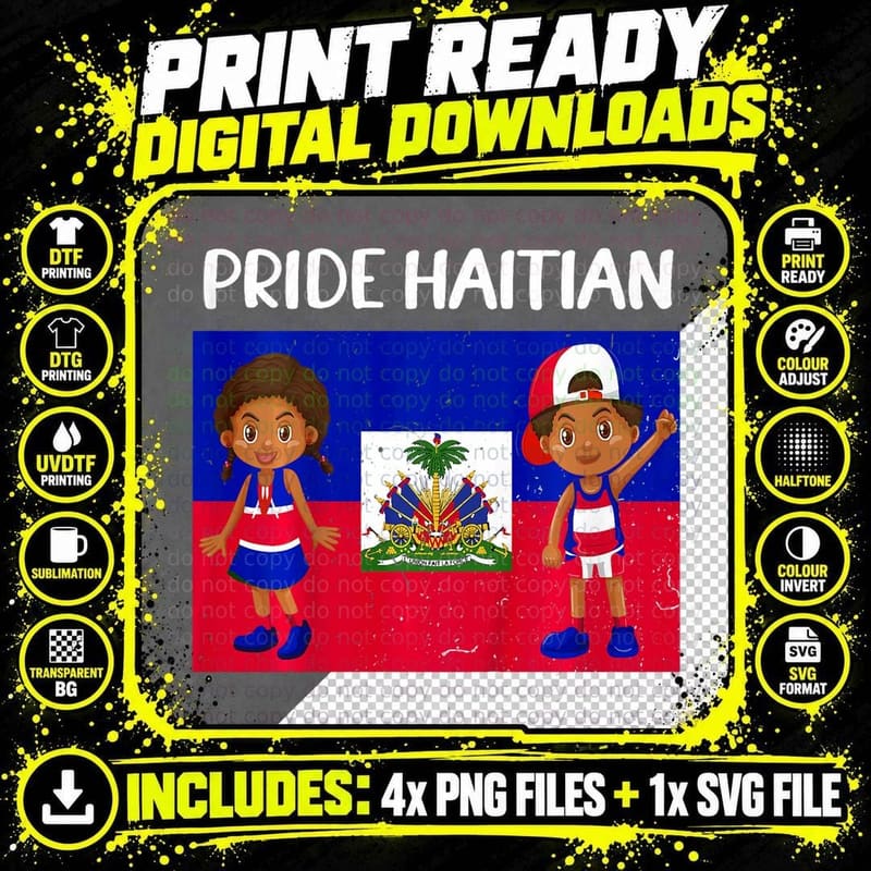 Kids Haiti Haitian Pride Haitian Flag Day for Toddlers Png SVG Digital Bundle
