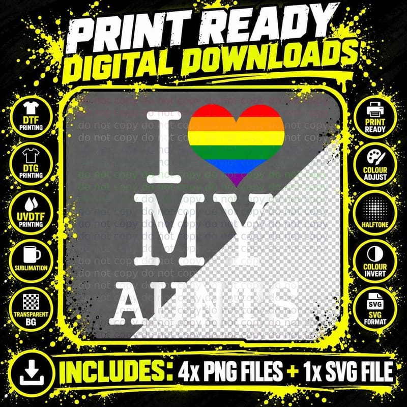 Kids for My Gay Aunties LGBT Baby Clothes I Love My Png SVG Digital Bundle