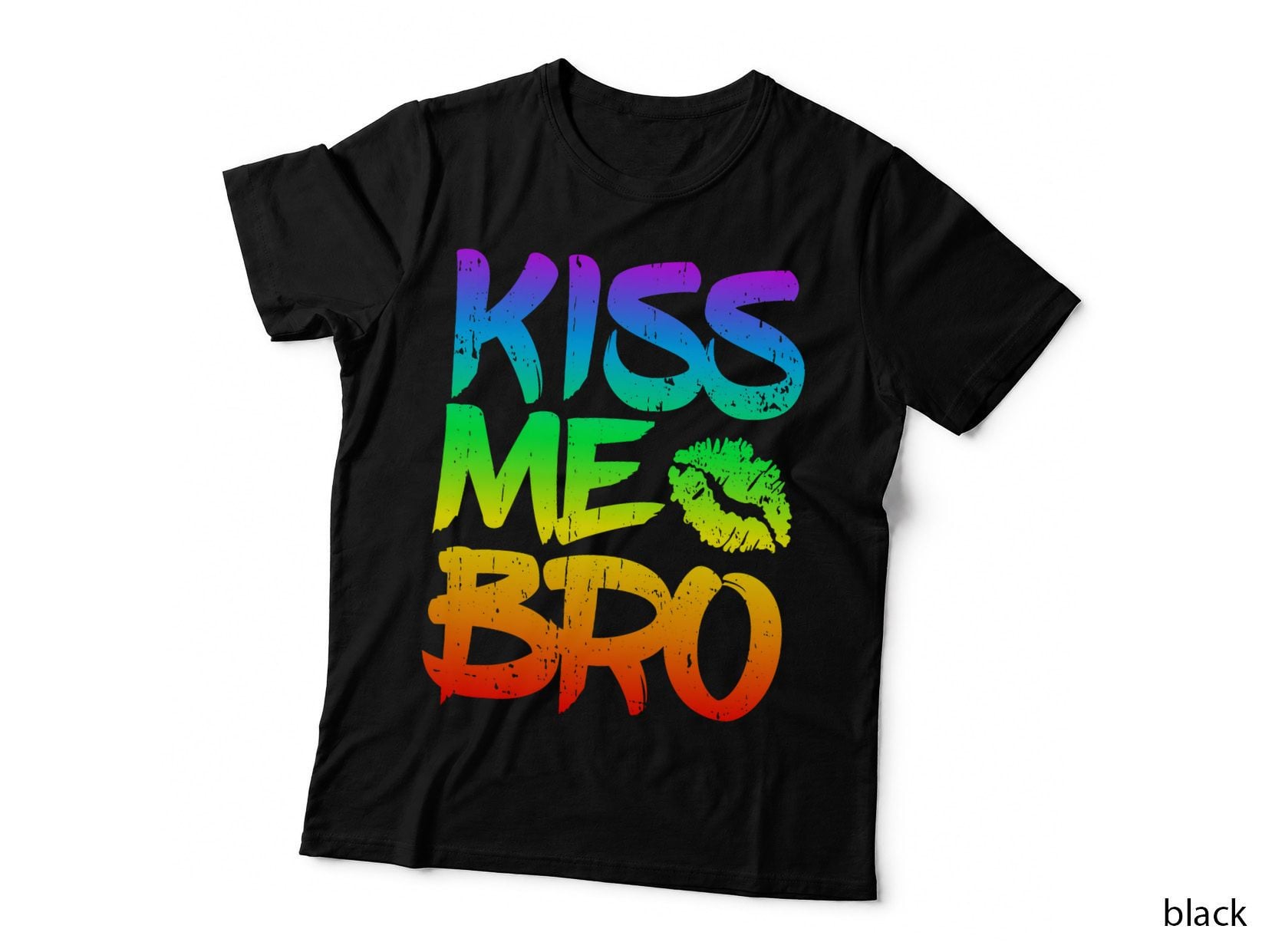 Kiss Me Bro Gay Pride Month LGBT Homosexual Rainbow T-Shirt
