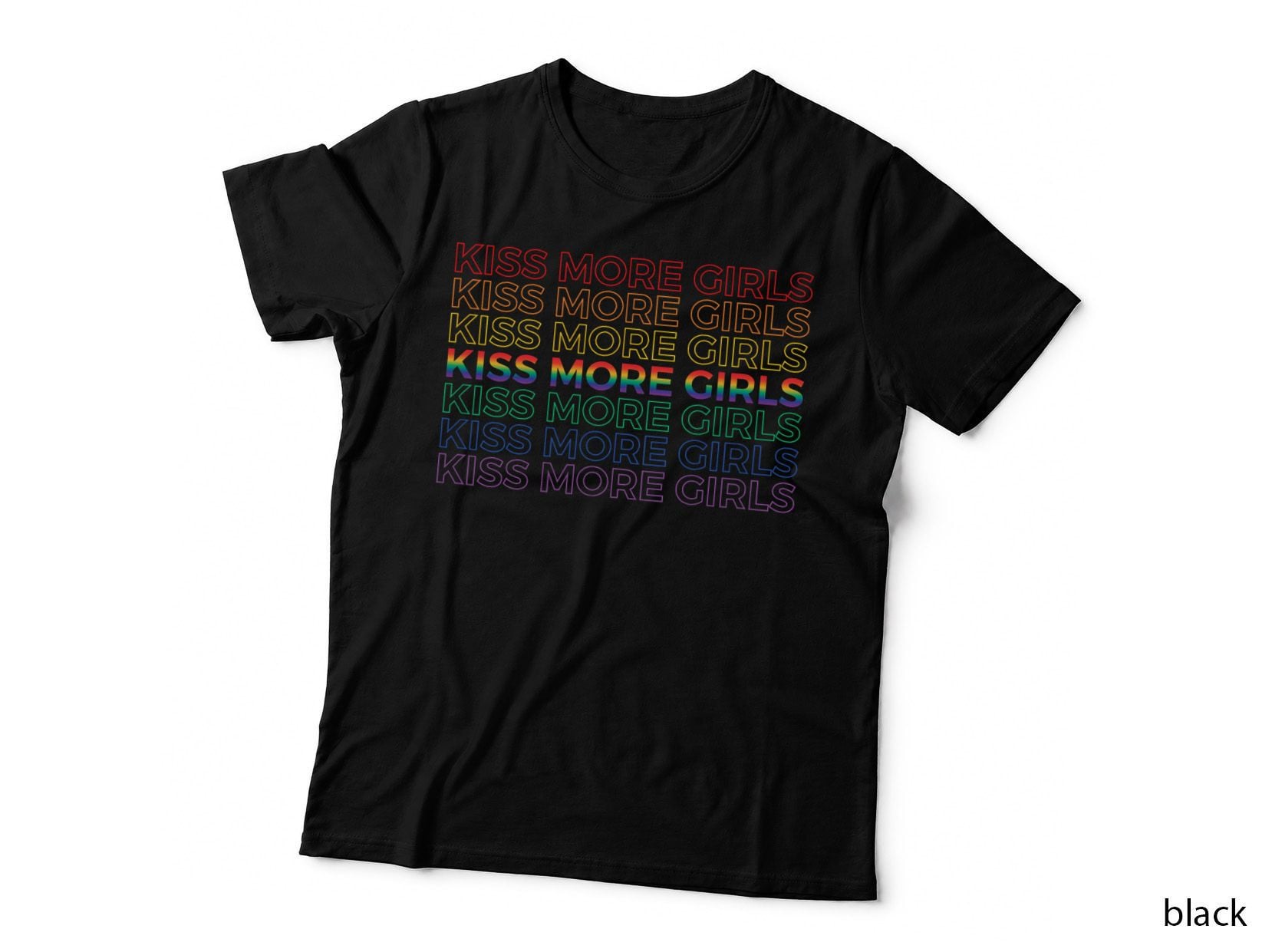 Kiss More Girls Gay & Lesbian Pride LGBT Rainbow Feminist T-Shirt