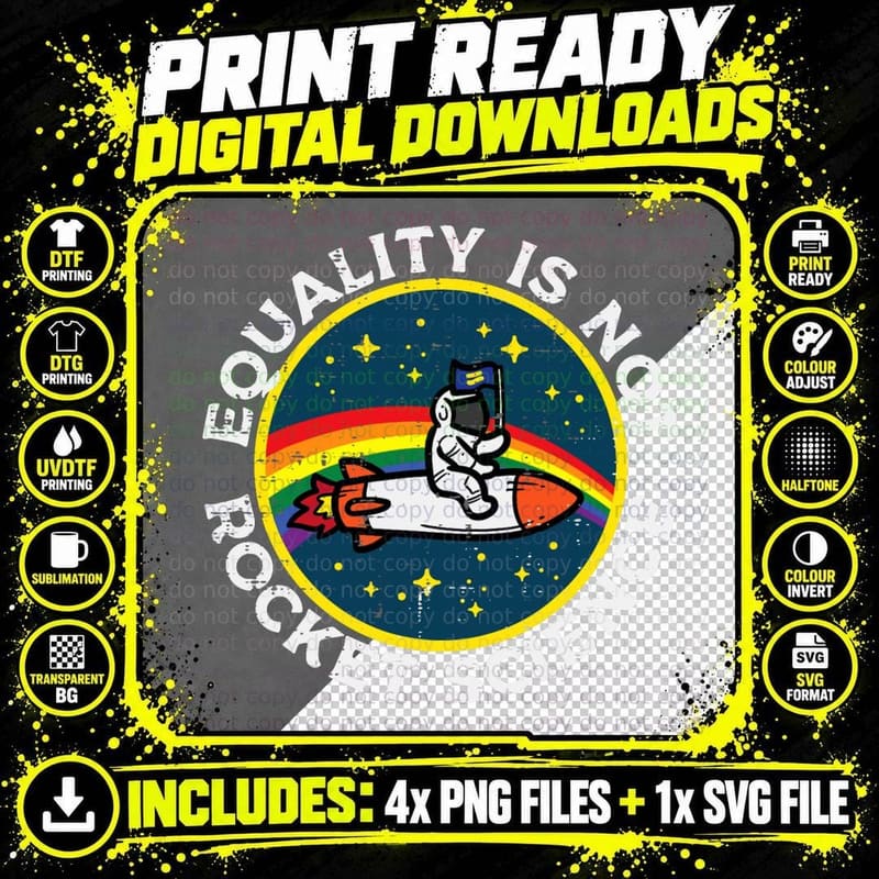 LGBT Equality Not Rocket Science Pride Ally Men Women Png SVG Digital Bundle