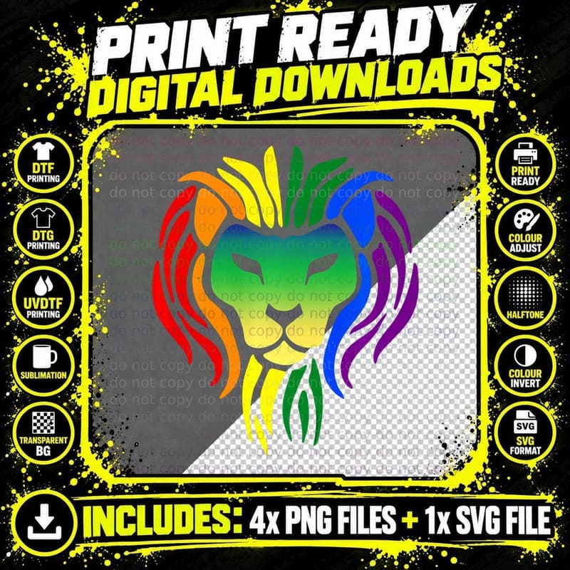 LGBT Gay Pride Flag Proud Lion -, Gift T-Shirt Png SVG Digital Bundle
