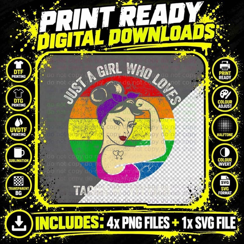 LGBT Gay Pride Parade Lesbian Girl Loves Ta Png SVG Digital Bundle