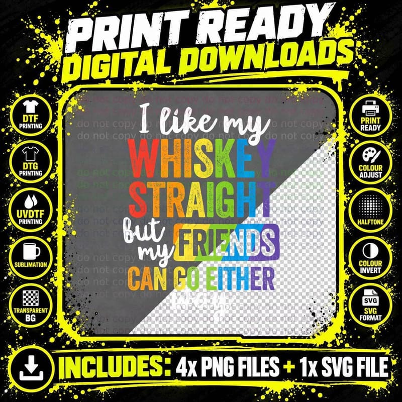 LGBT Pride Ally Pun March Parade Whiskey Equality Don't Png SVG Digital Bundle