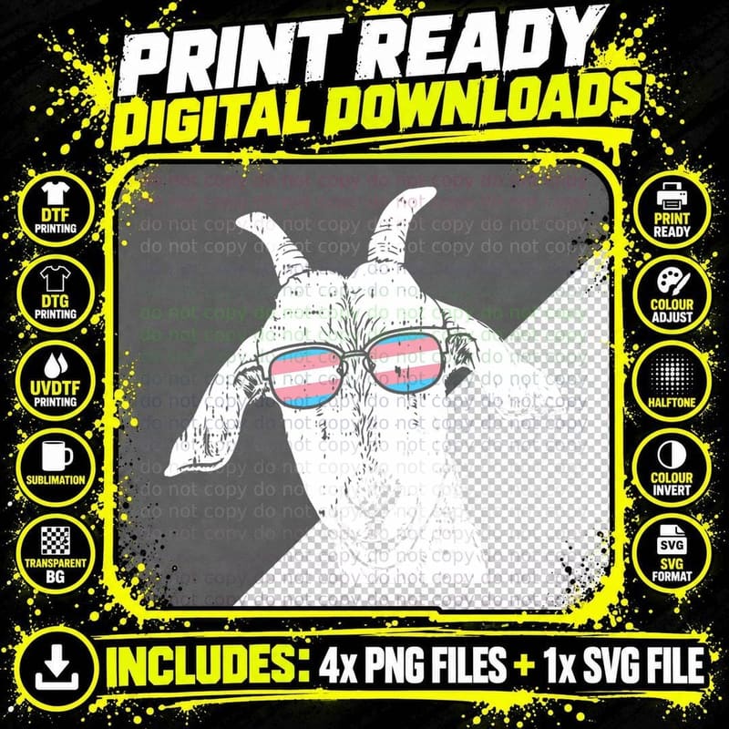 LGBT-Q Goat Transgender Pride LGBT-Q Ally Flag Funny Png SVG Digital Bundle