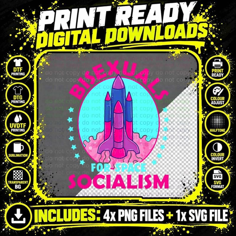 LGBTQ Pride Bisexuals for Space Socialism T-Shirt Png SVG Digital Bundle