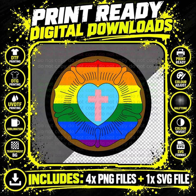 LGBTQ Progress Pride Lutheran Rose Gay Transgender Png SVG Digital Bundle