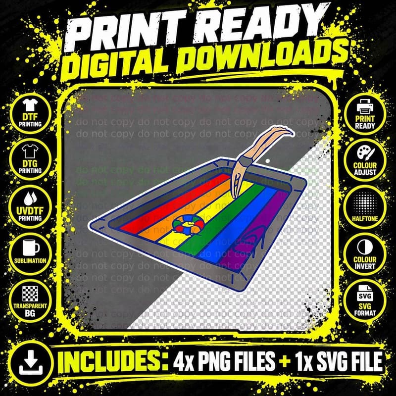 LGBTQ Rainbow Pride Swimming Pool Water Sports Swimmer Png SVG Digital Bundle