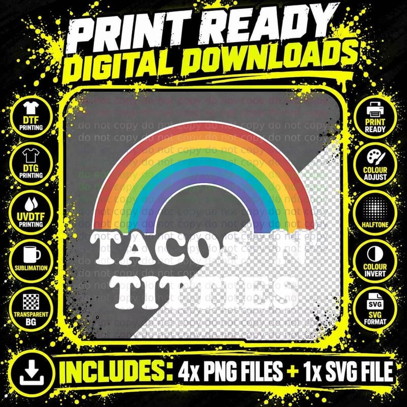 Lesbian Gay Pride Gifts Women Girl Tacos and Titties Png SVG Digital Bundle