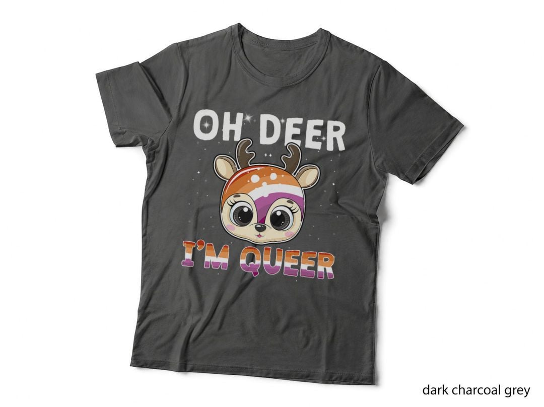 Lesbian Oh Deer I'm Queer Lgbt Pride Flag T-Shirt