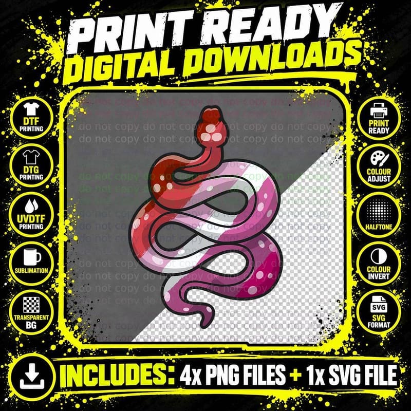 Lesbian Pride Stuff Snake Flag Colors LGBT Reptile Lover Png SVG Digital Bundle