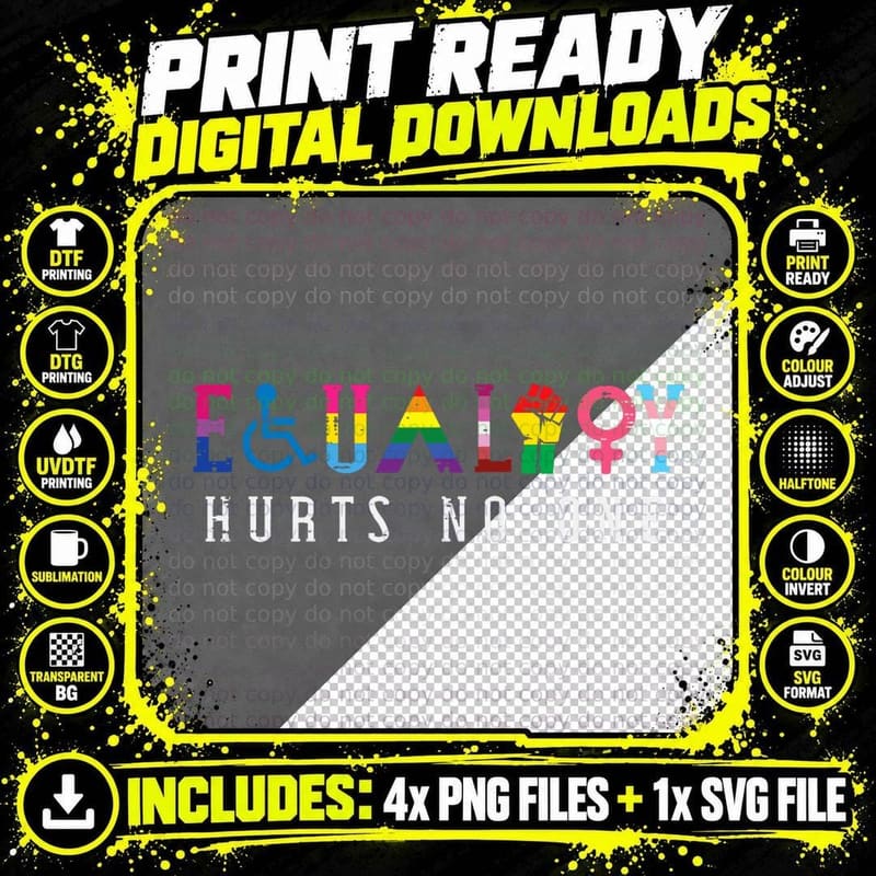 Lgbt Equality Hurts No One Pride Human Rights Men Women Png SVG Digital Bundle