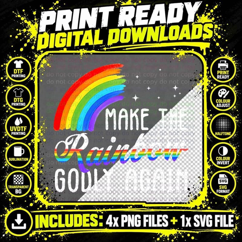 Make the Rainbow Godly Again Funny Lgbt Flag Gay Pride Png SVG Digital Bundle
