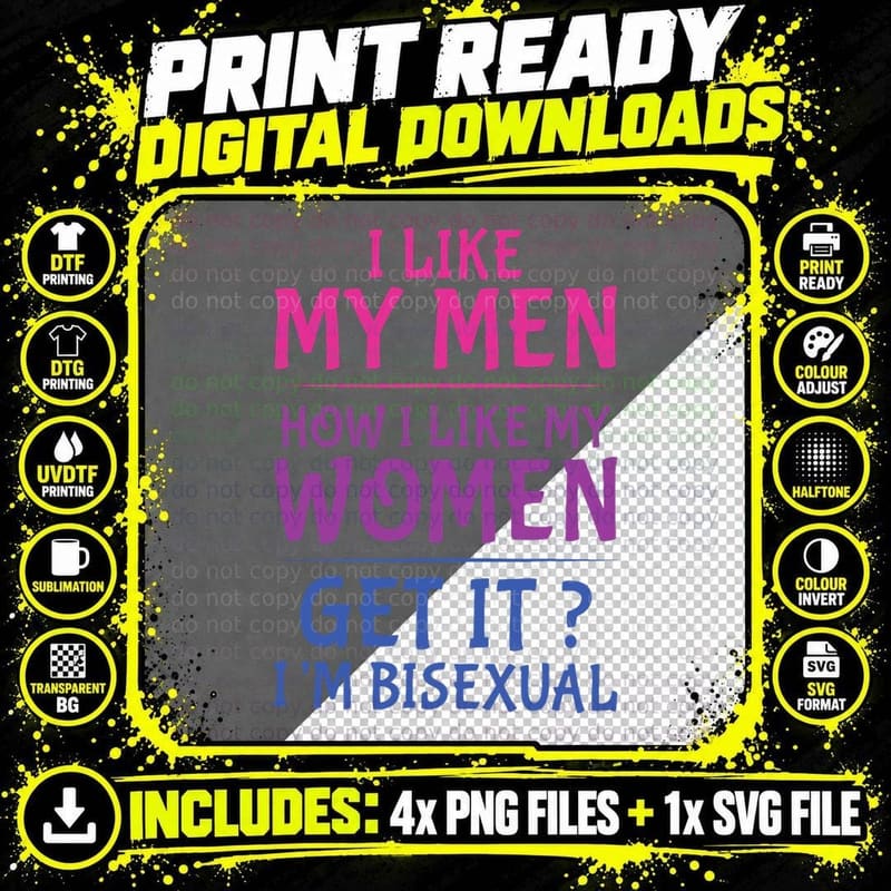 Men Women Bisexual Gay Pride LGBTQ LGBT Pride Month Png SVG Digital Bundle