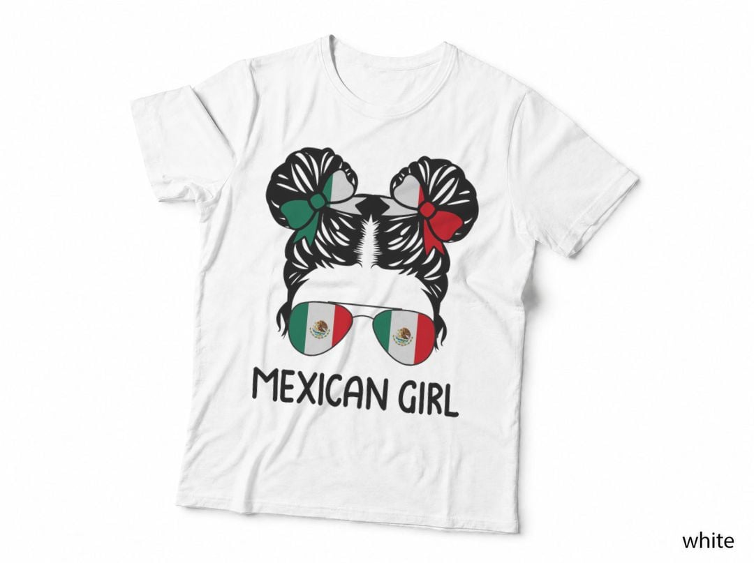 Mexican Girl Messy Hair Mexican Flag Mexico Pride Women Kids T-Shirt