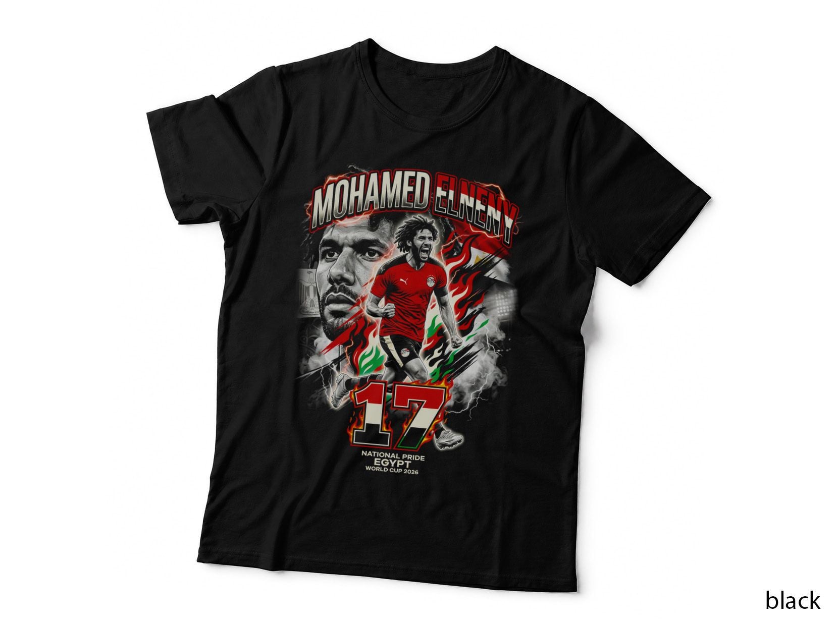 Mohamed Elneny 17 National PRIDE Egypt World Cup 2026 Footballer Red T-Shirt