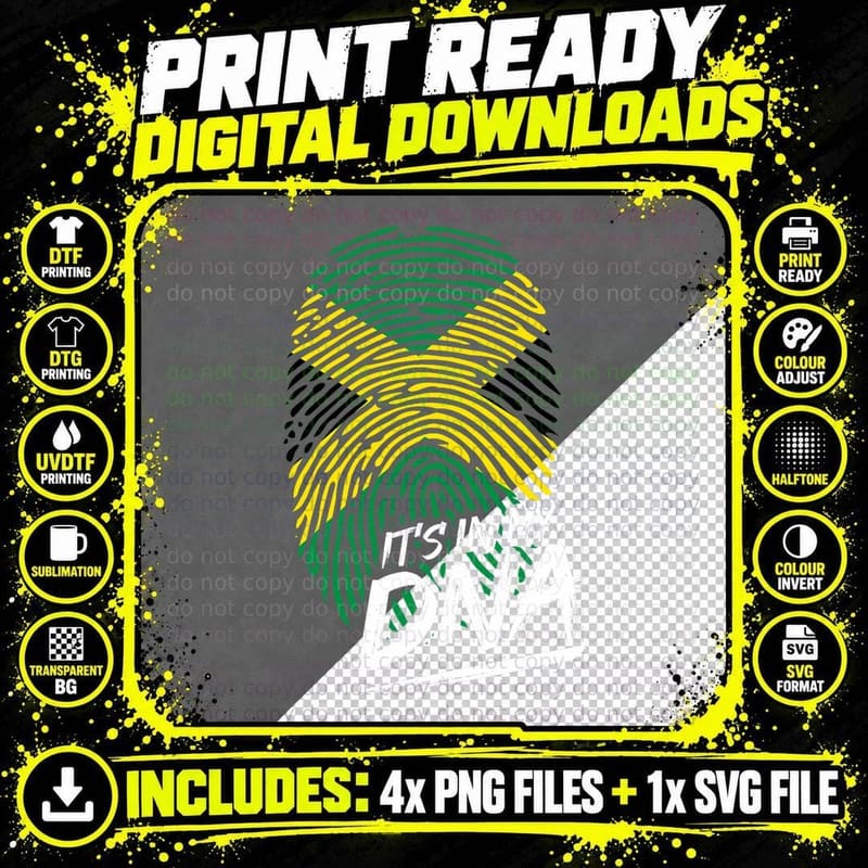 My DNA Jamaica Fingerprint Jamaican Pride Heritage Png SVG Digital Bundle