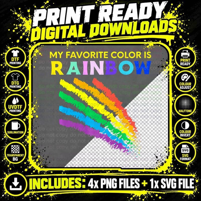 My Favorite Color Is Rainbow Pride Month Proud Ally LGBT Png SVG Digital Bundle