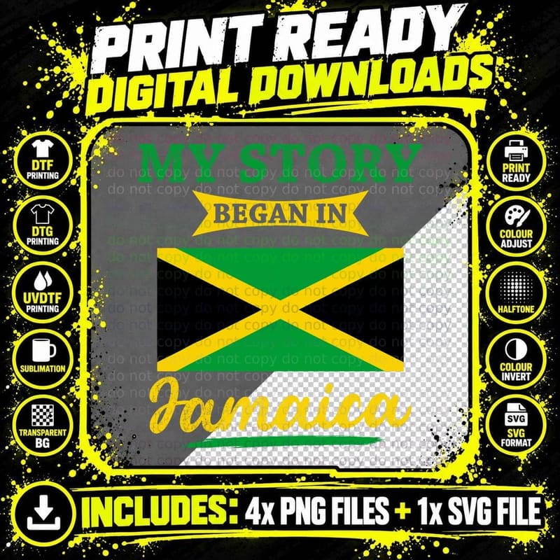 My Story Began in Jamaica Lovers Jamaica Pride Jamaicans Png SVG Digital Bundle