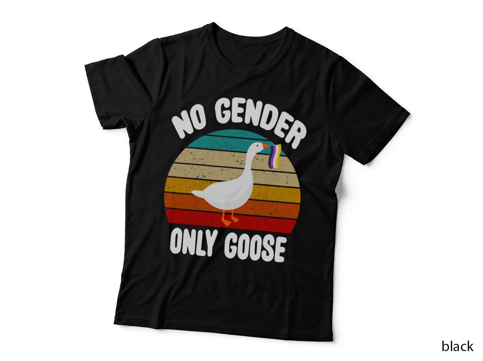 No Gender Only Goose Cute Animal Love Retro LGBT Pride Month T-Shirt