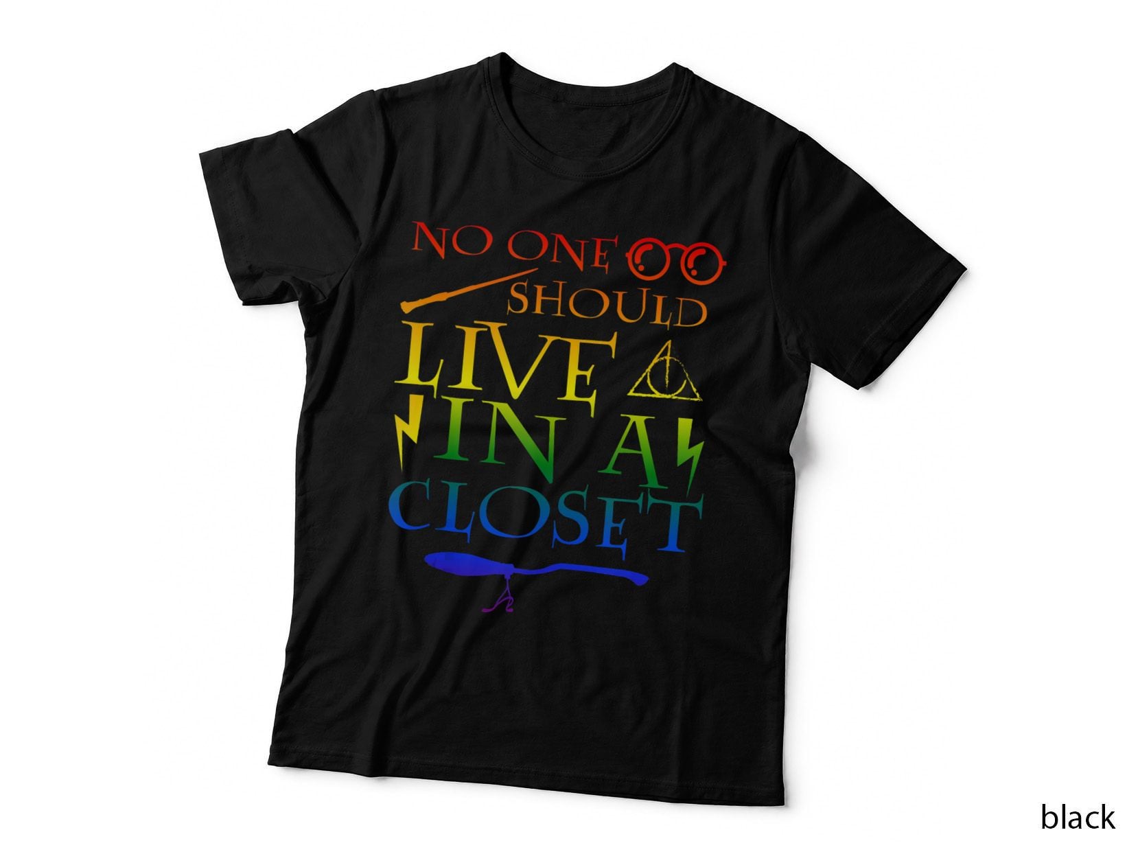 No One Should Live in a Closet LGBT Gay Pride Rainbow T-Shirt