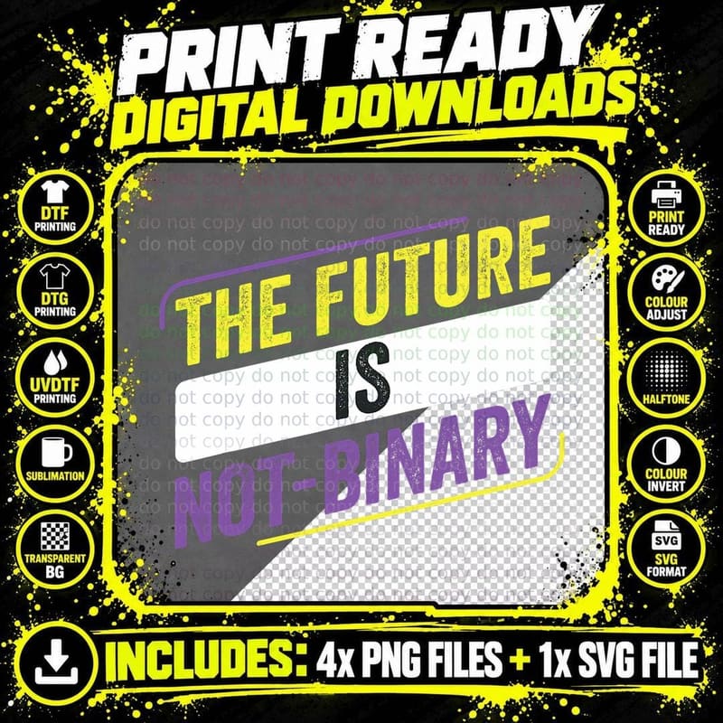 Non-Binary the Future Is Non-Binary LGBT Enby T-Shirt Png SVG Digital Bundle