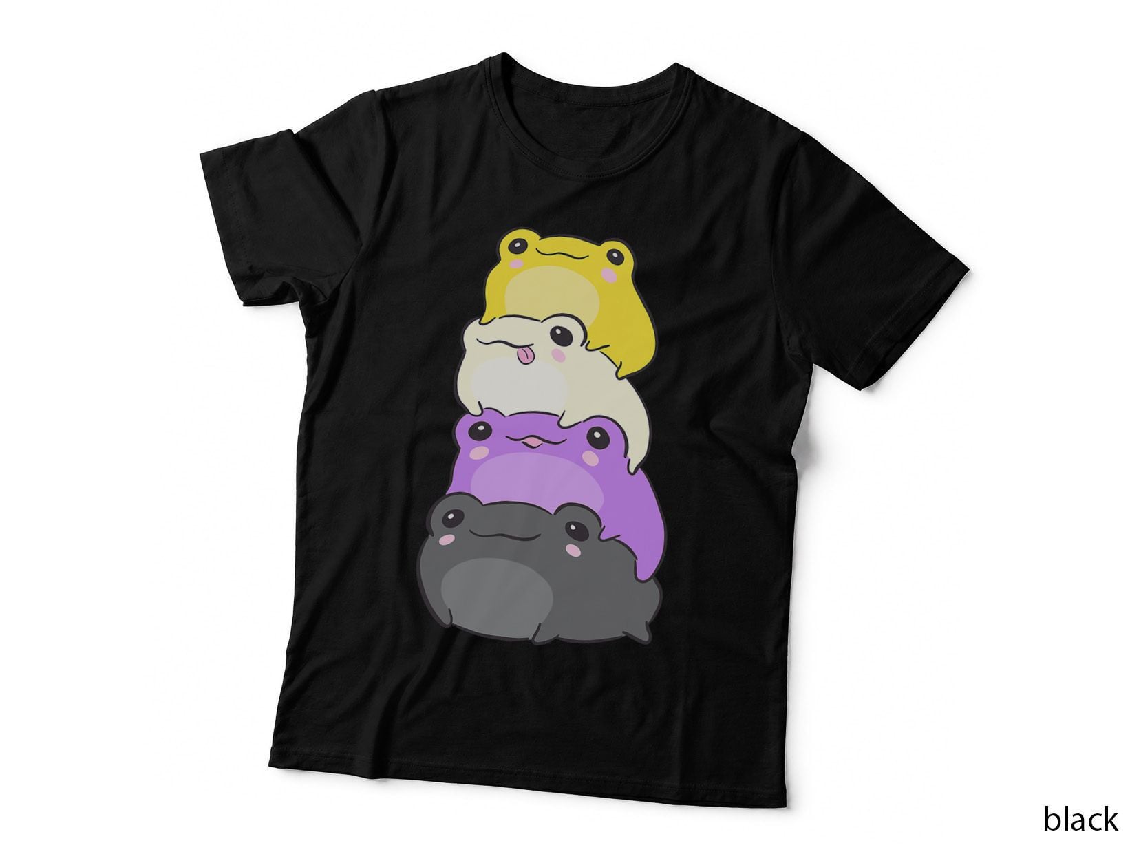 Nonbinary Flag Color Frogs Subtle Enby Pride Cute Aesthetic T-Shirt