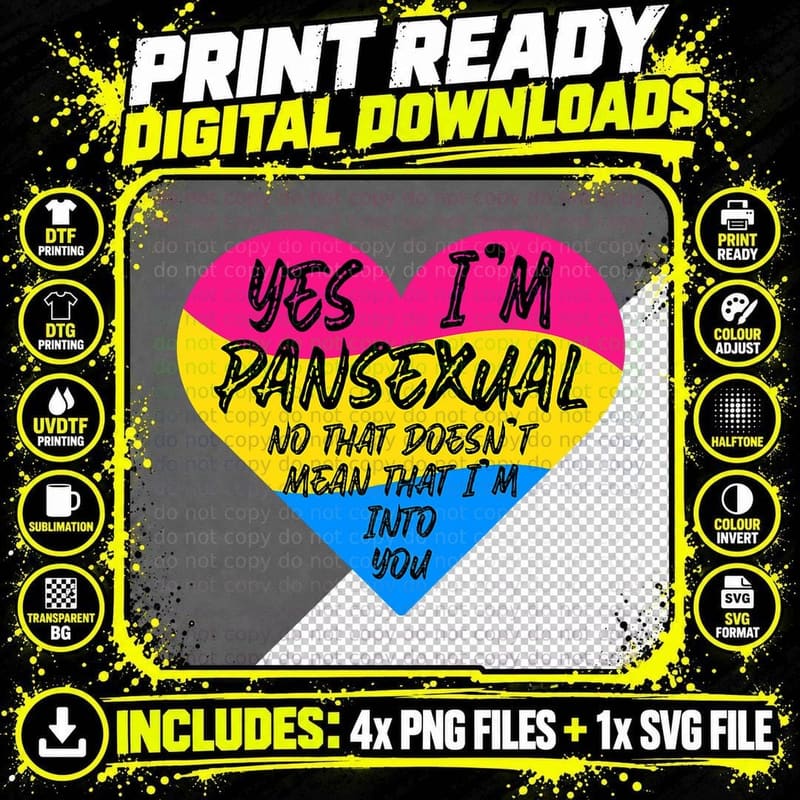 Pan Pansexual Saying Heart Pride Flag LGBTQ Funny LGBT Png SVG Digital Bundle