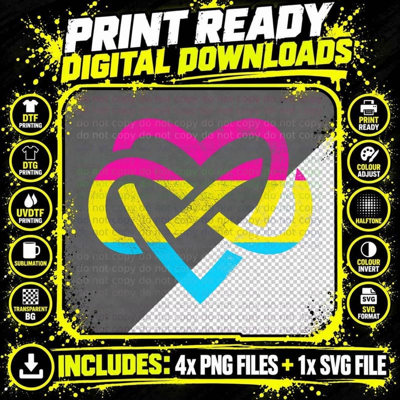 Pan Poly Proud Polyamory Pride Infinity Pansexual Png SVG Digital Bundle