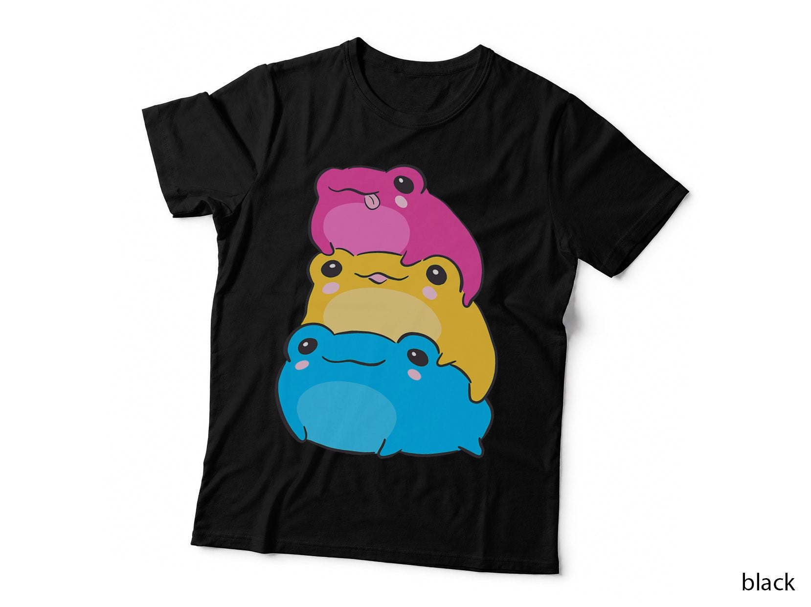 Pansexual Flag Color Frogs Subtle Pan Pride LGBTQ Aesthetic T-Shirt