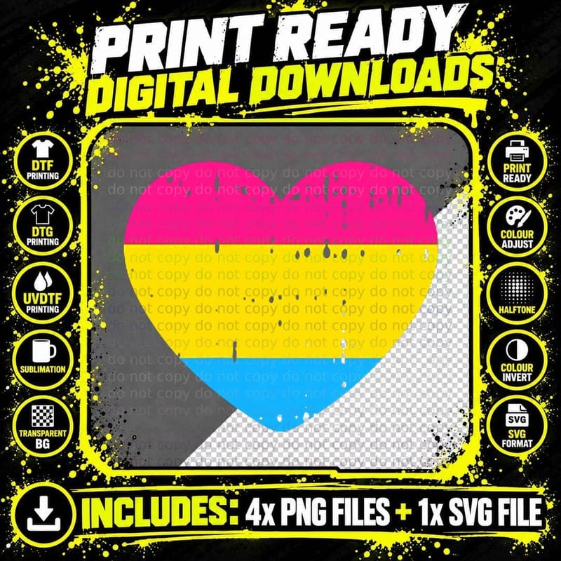Pansexual Heart Pocket LGBT-Q Gay Pride Love Men Women Png SVG Digital Bundle