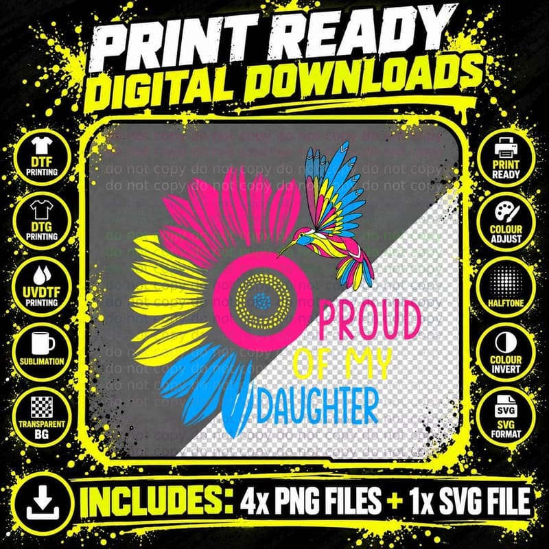 Pansexual Pride Parent Apparel Proud of My Daughter Pan Png SVG Digital Bundle