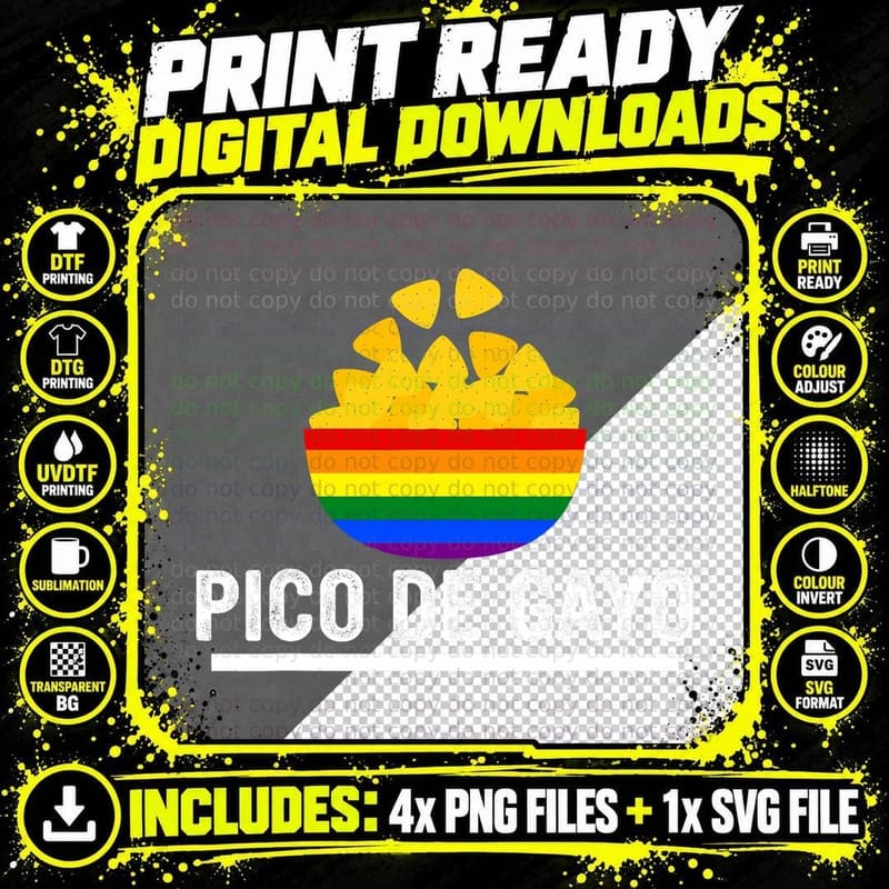 Pico De Gayo Funny Gay Pride Month Gay Rainbow LGBT Png SVG Digital Bundle