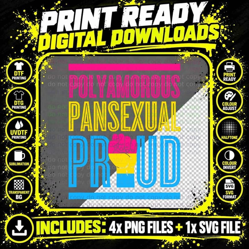 Polyamorous Pansexual Proud Protest Pansexual Pride Png SVG Digital Bundle