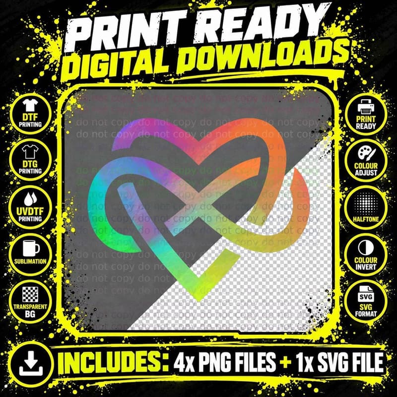 Polyamory Infinity Heart Symbol Neverending Love LGBT Png SVG Digital Bundle