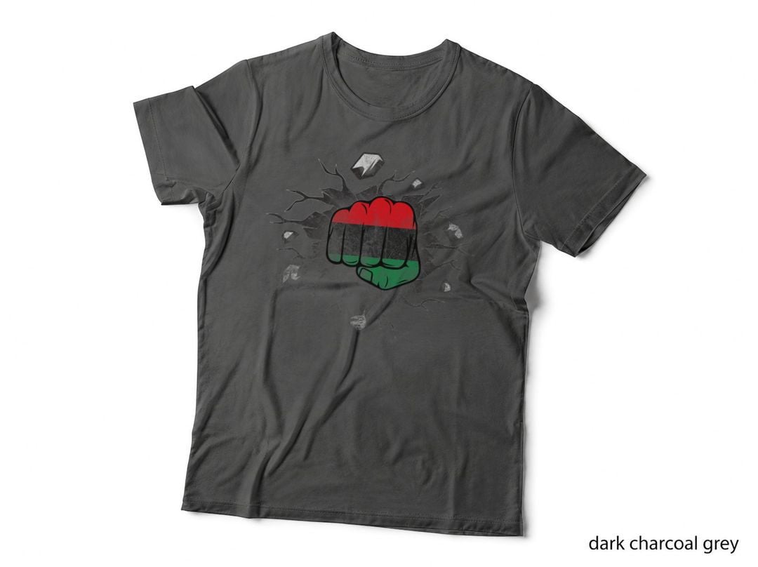 Pride African American Distressed Pan African UNIA Flag Fist T-Shirt