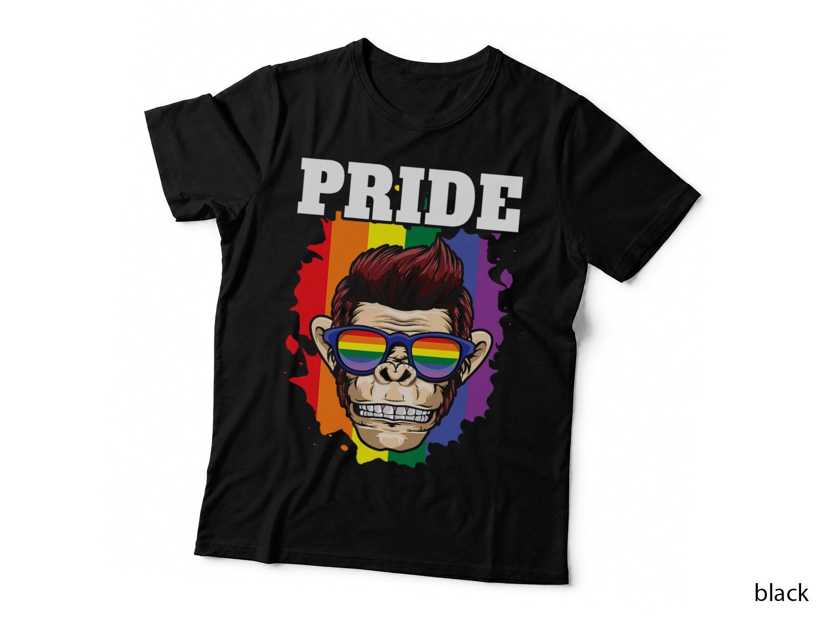 Pride Monkey Gay Rainbow Flag Gay LGBTQ LGBT Pride Month T-Shirt