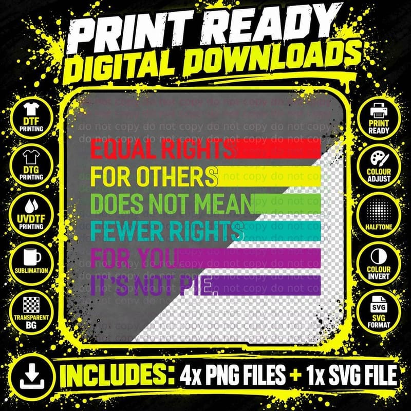 Pride Month Equal Rights LGBT Rainbow Flag T-Shirt Png SVG Digital Bundle
